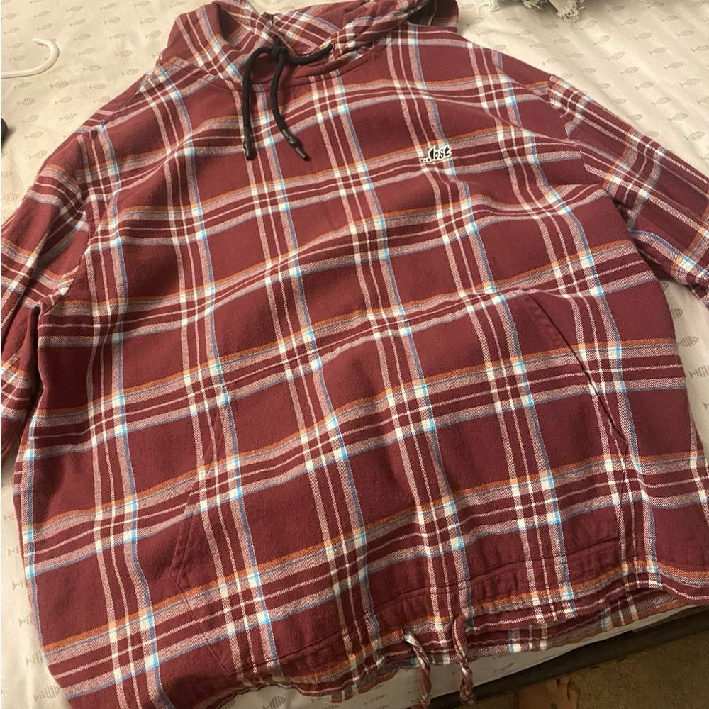 Men’s lost plaid hooded shirt